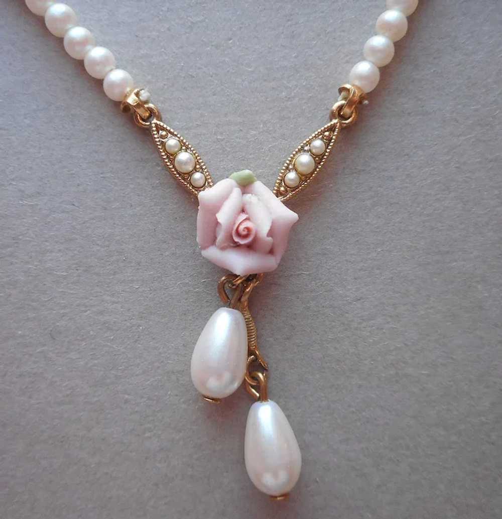 1928 Jewelry Co. Company Necklace Pink Porcelain … - image 2