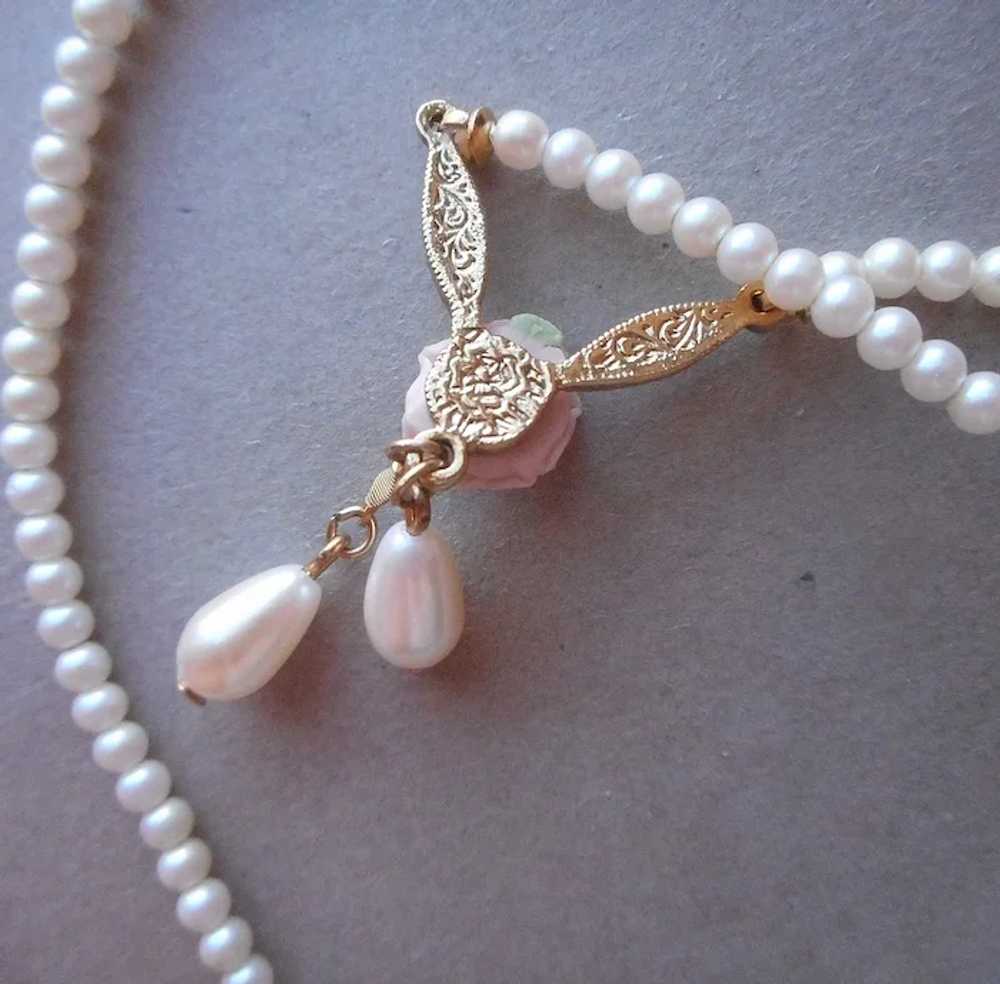 1928 Jewelry Co. Company Necklace Pink Porcelain … - image 3