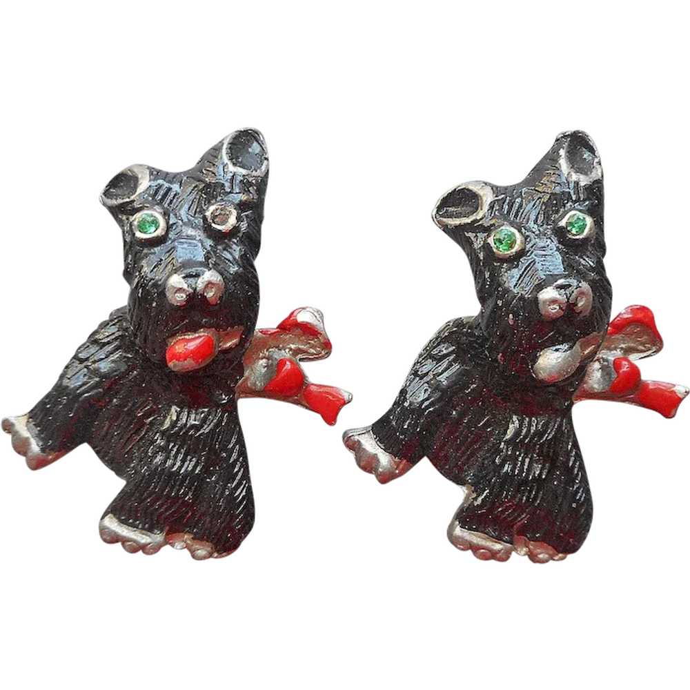 Dogs ca 1940 Fur Clips Terrier Dog Figural Pair V… - image 1