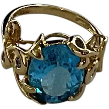 14k Gold, Swiss Blue Topaz and Iolite Ring - image 1