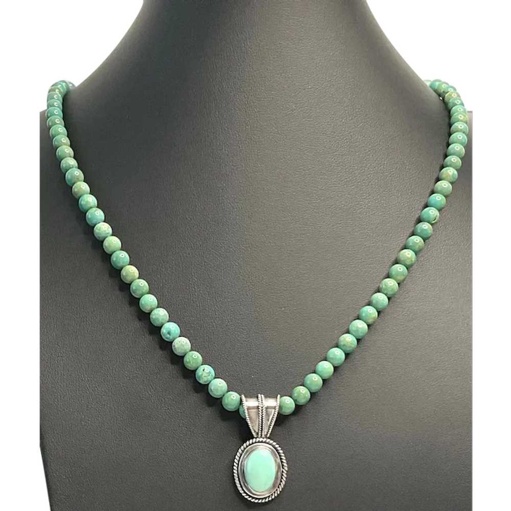 Necklace of blue green Nevada Turquoise, turquois… - image 1