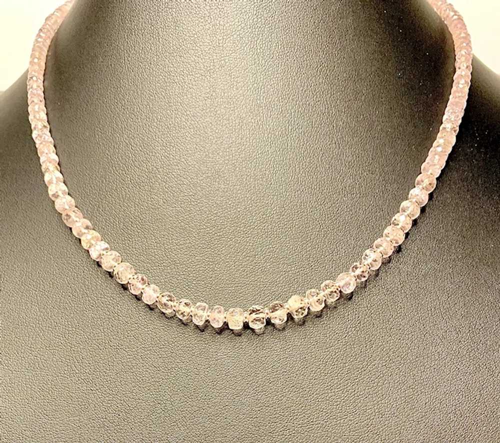Faceted Morganite and Sterling Silver Necklace - image 2