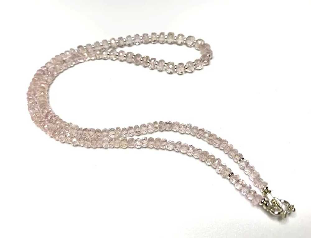 Faceted Morganite and Sterling Silver Necklace - image 3