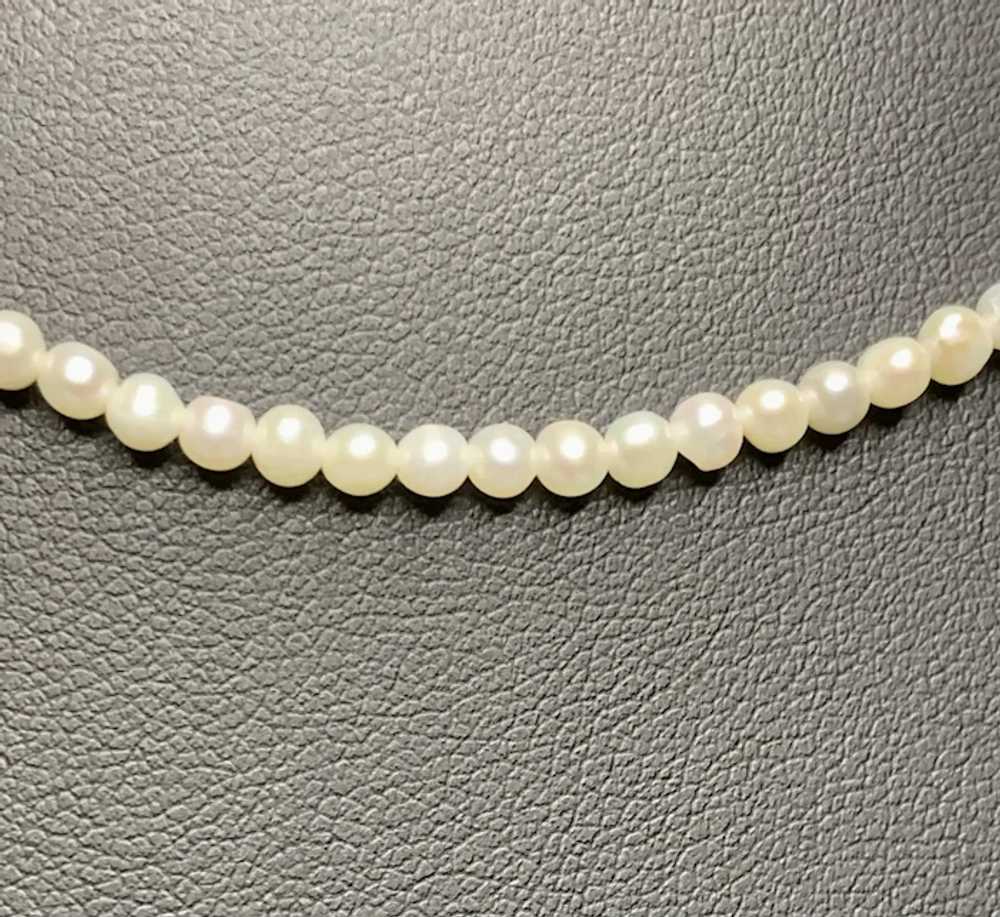 Necklace of 3mm Cultured Pearls and 14k Gold - image 2