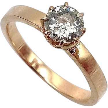 14K Rose Gold Old European Solitaire Diamond Ring