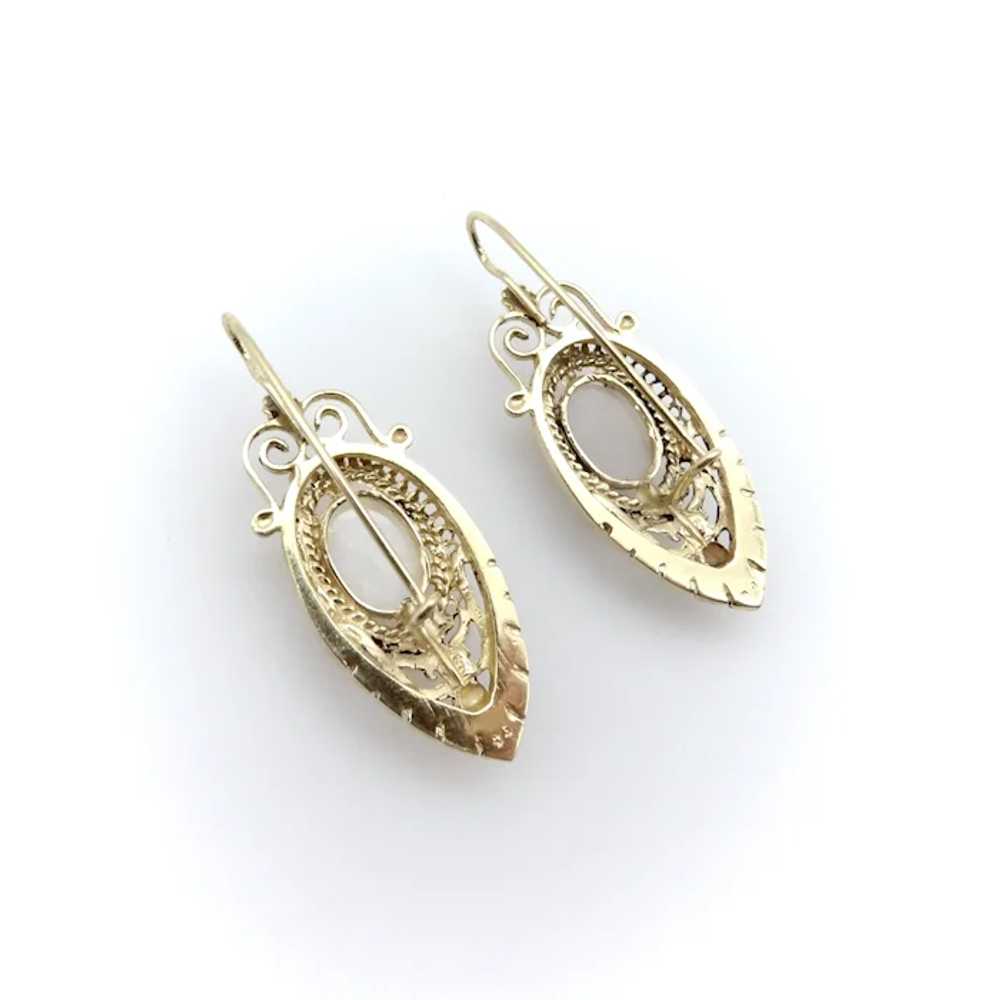 14K Gold and Opal Etruscan Revival Drop Earrings - image 6