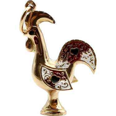 Portuguese 19.2 K Gold Rooster Charm With Enamel - image 1
