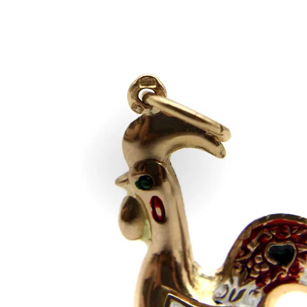 Portuguese 19.2 K Gold Rooster Charm With Enamel - image 3