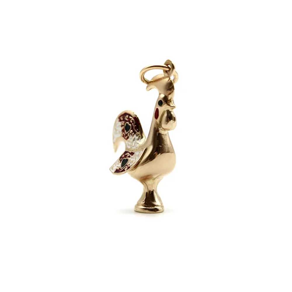 Portuguese 19.2 K Gold Rooster Charm With Enamel - image 5