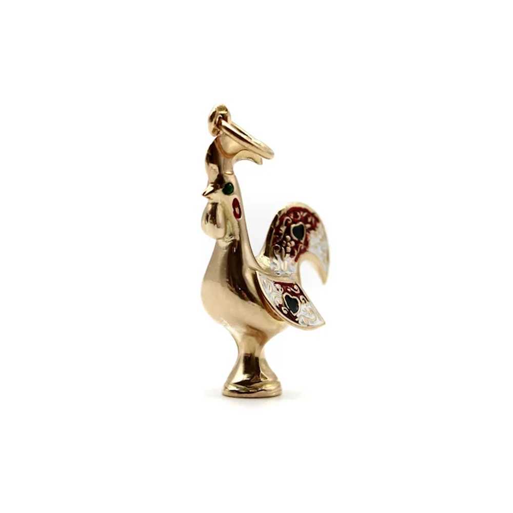 Portuguese 19.2 K Gold Rooster Charm With Enamel - image 6