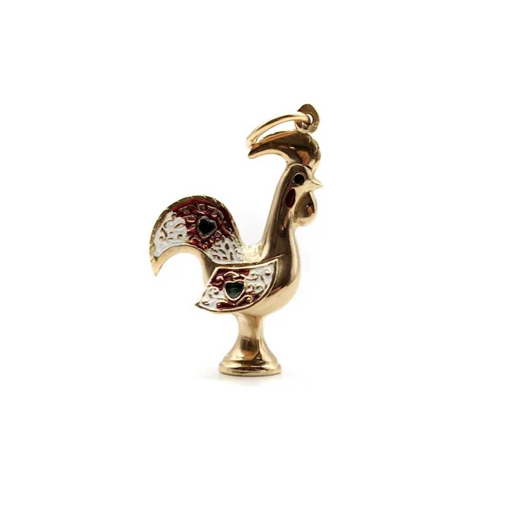 Portuguese 19.2 K Gold Rooster Charm With Enamel - image 7