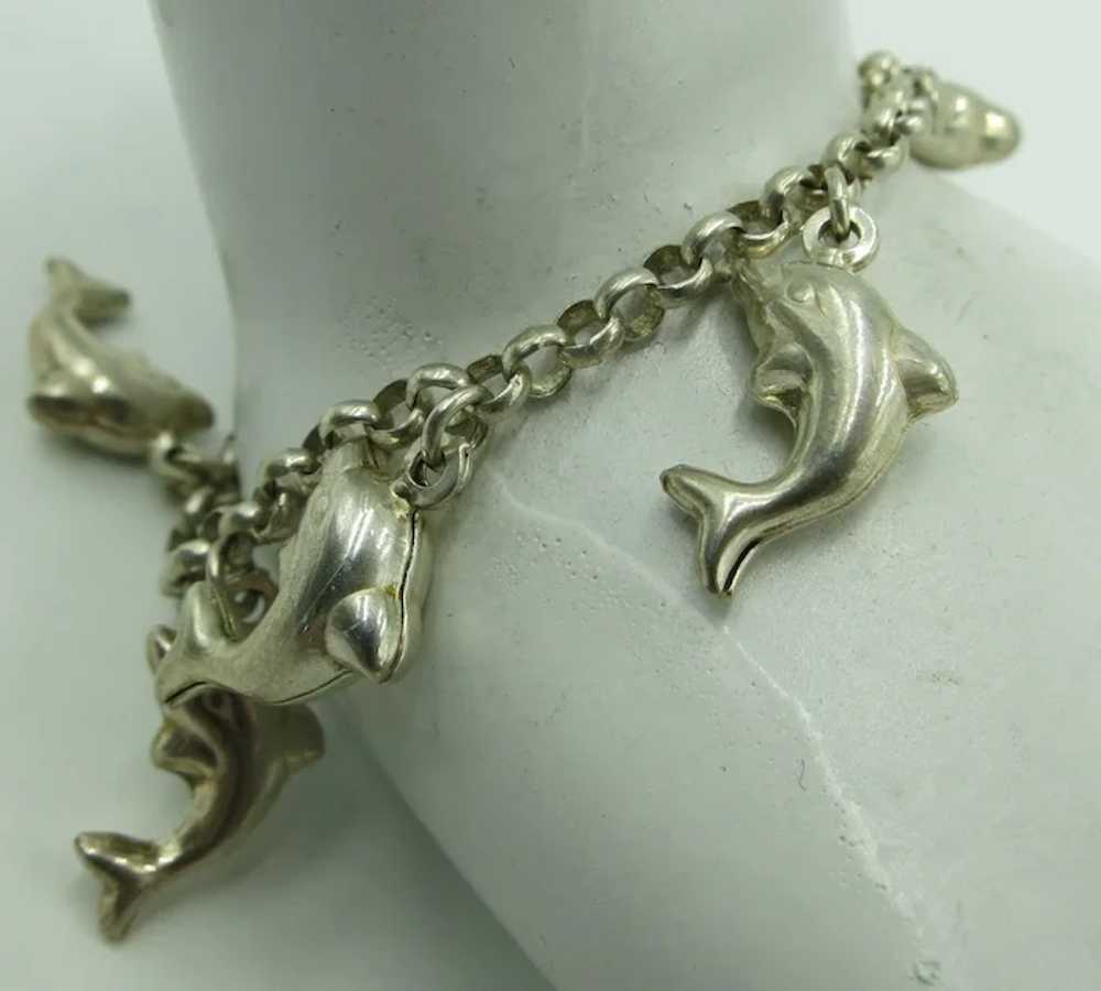VINTAGE Sterling Dolphin Size 6 1/2 inch with 8 D… - image 5