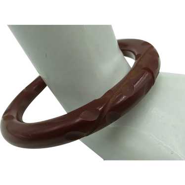 VINTAGE Chocolate Bakelite Hand-carved Bracelet
