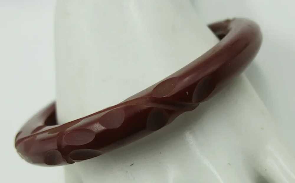 VINTAGE Chocolate Bakelite Hand-carved Bracelet - image 2