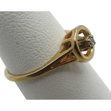 VINTAGE 14k Yellow Gold Pinkie Diamond  Ring  Siz… - image 1