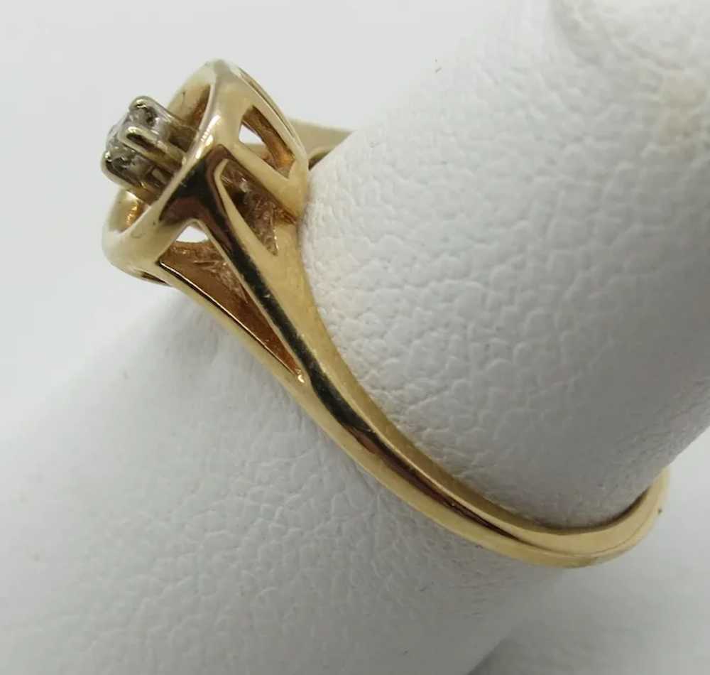 VINTAGE 14k Yellow Gold Pinkie Diamond  Ring  Siz… - image 2