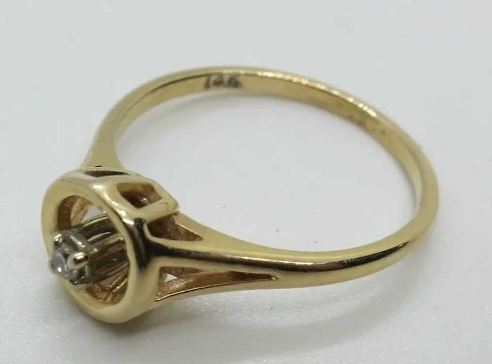 VINTAGE 14k Yellow Gold Pinkie Diamond  Ring  Siz… - image 3