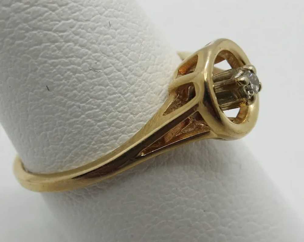 VINTAGE 14k Yellow Gold Pinkie Diamond  Ring  Siz… - image 7