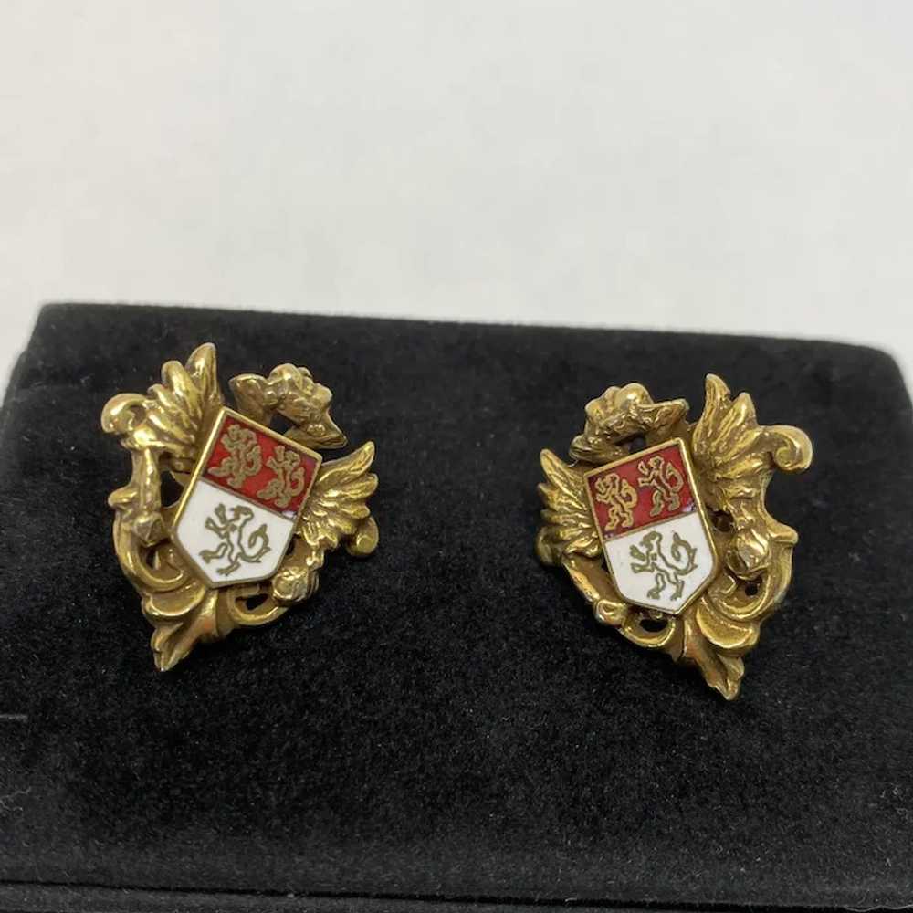 Early Coro gold tone Heraldic earrings, circa 192… - image 3