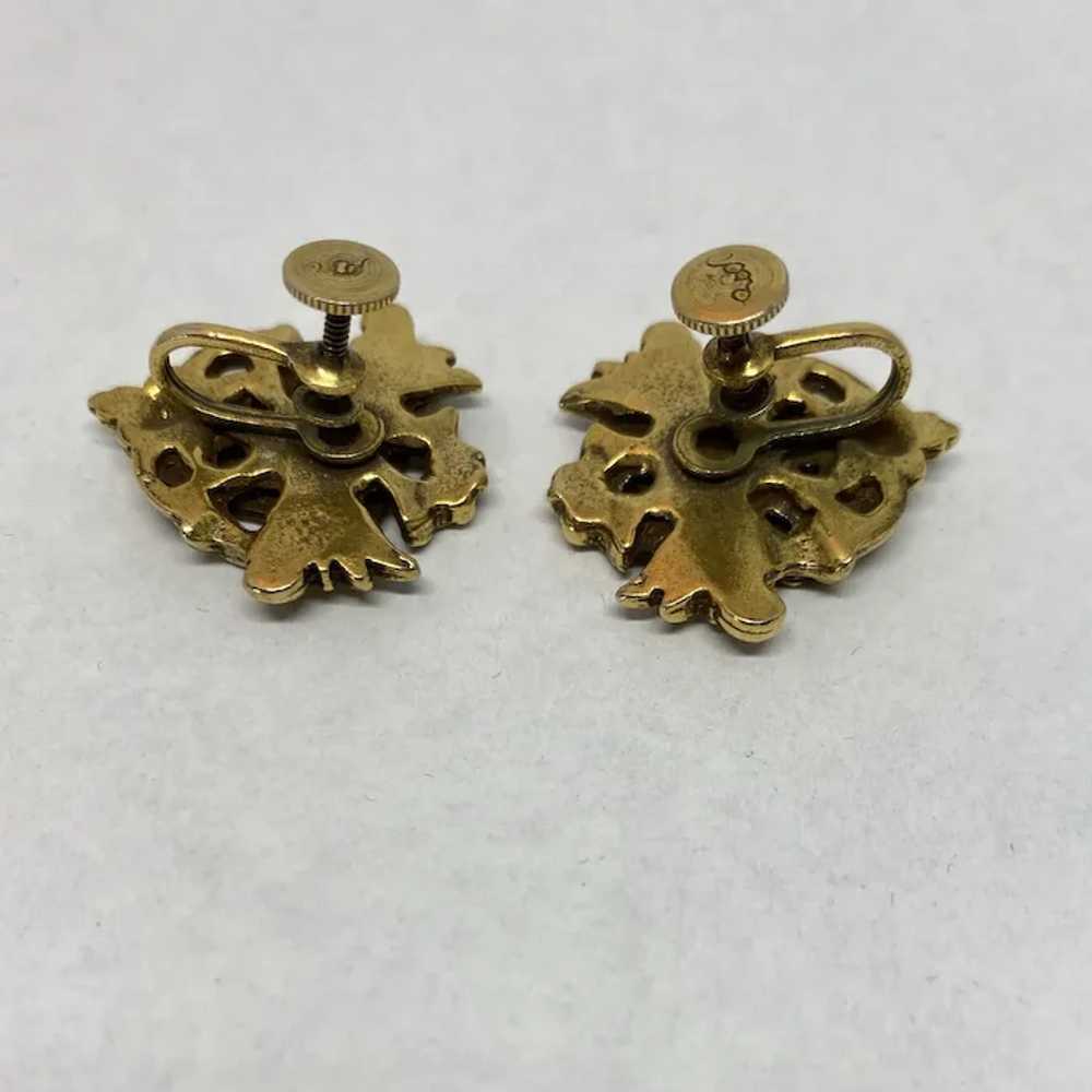 Early Coro gold tone Heraldic earrings, circa 192… - image 5