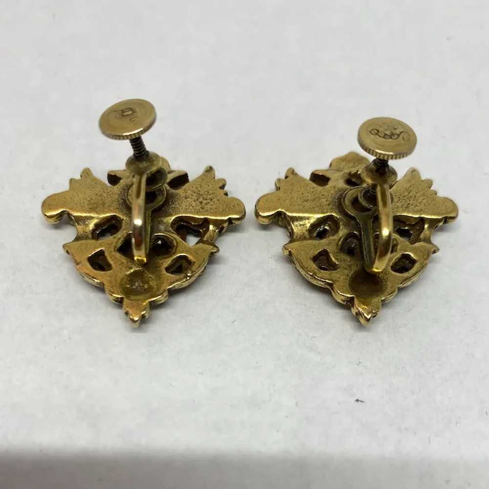 Early Coro gold tone Heraldic earrings, circa 192… - image 6