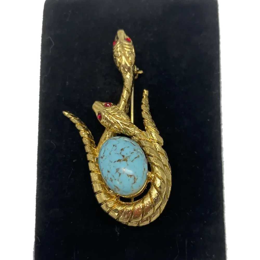 Unsigned double snake pin with simulated turquois… - image 1