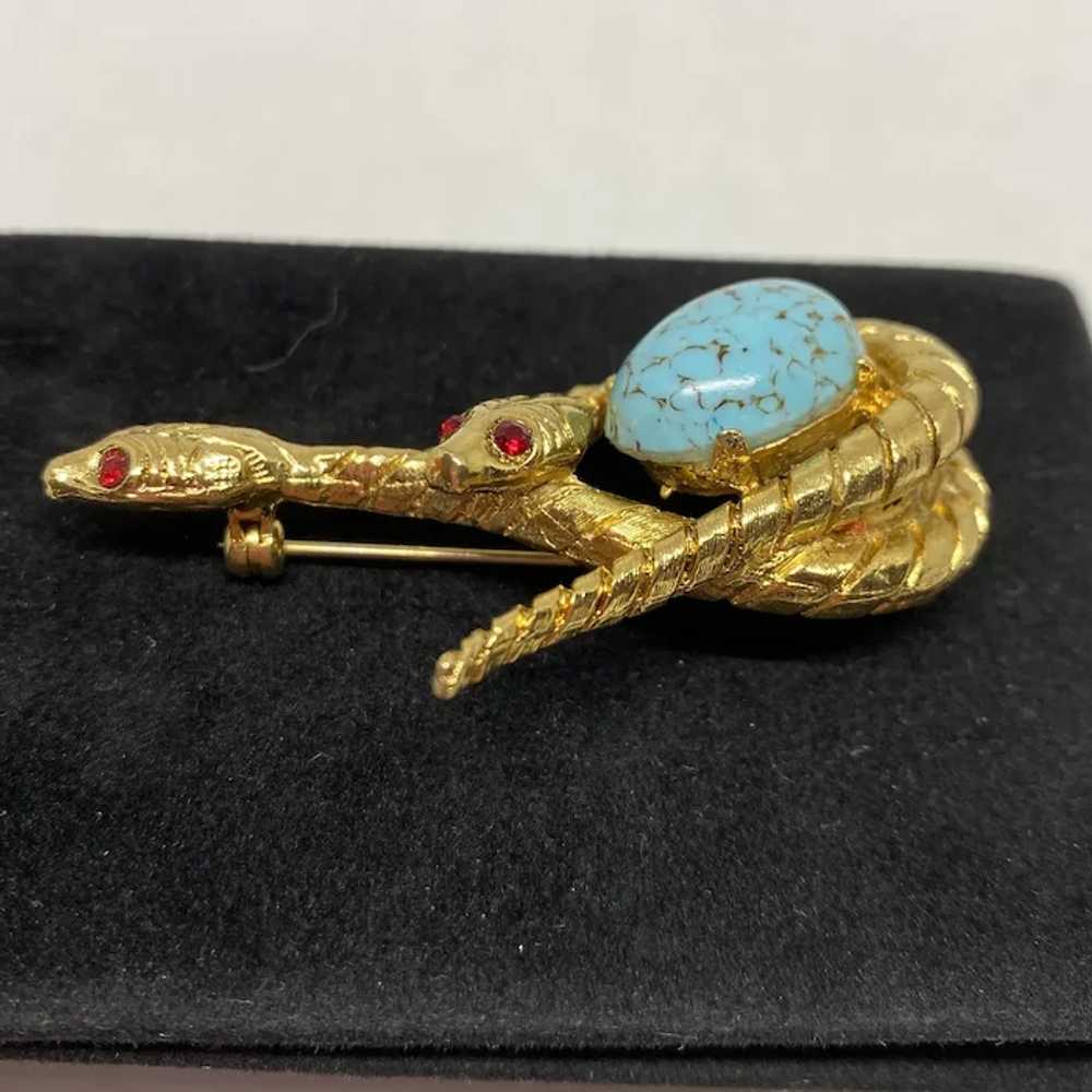 Unsigned double snake pin with simulated turquois… - image 4