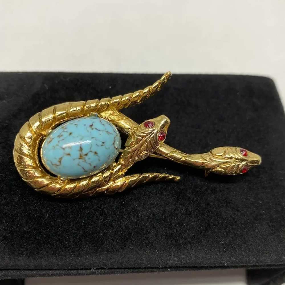 Unsigned double snake pin with simulated turquois… - image 5
