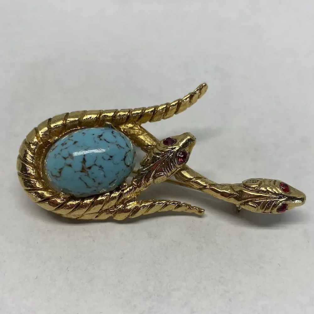 Unsigned double snake pin with simulated turquois… - image 8