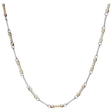 Vintage Art Deco White Enamel Necklace Platinum F… - image 1