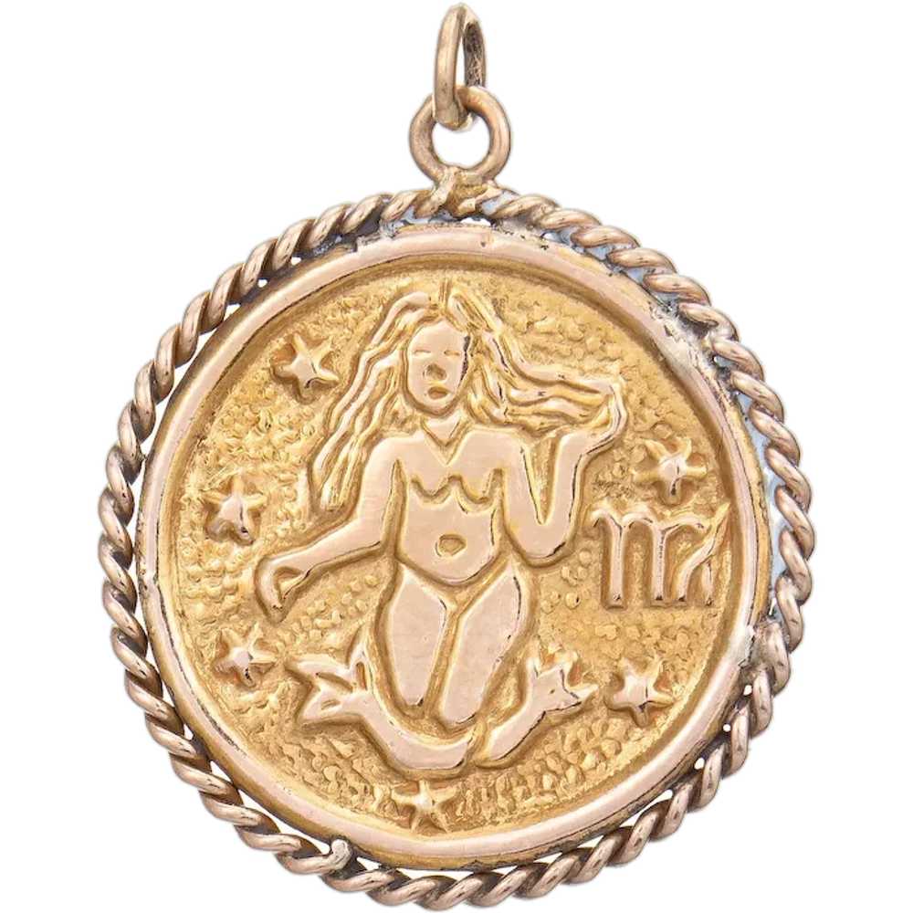 Vintage Virgo Medallion Pendant 14 Karat Yellow G… - image 1