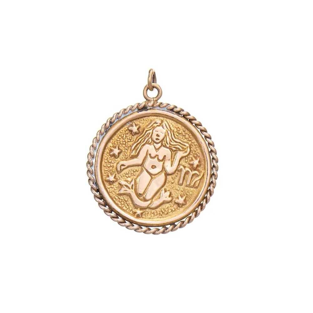 Vintage Virgo Medallion Pendant 14 Karat Yellow G… - image 2