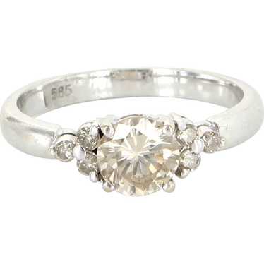 Vintage 14 Karat White Gold Diamond Engagement Rig