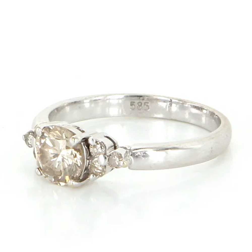 Vintage 14 Karat White Gold Diamond Engagement Ri… - image 2