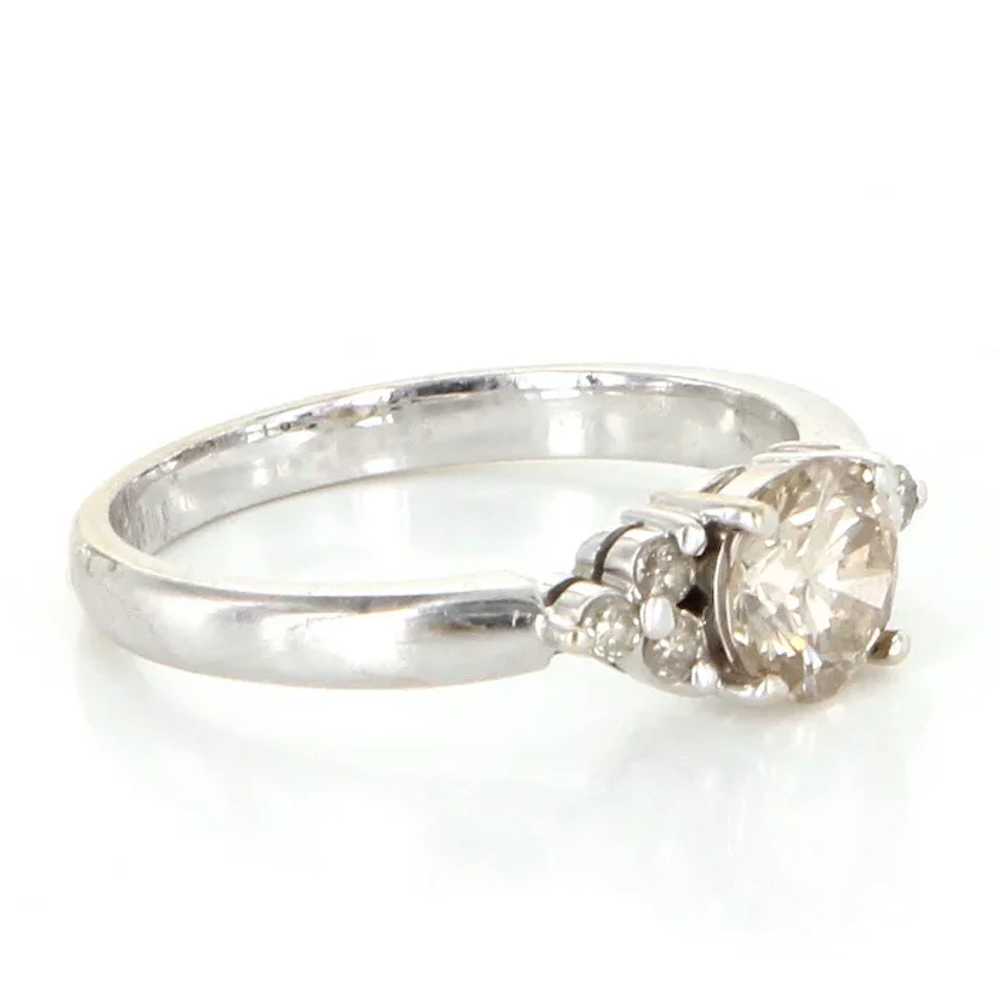Vintage 14 Karat White Gold Diamond Engagement Ri… - image 3