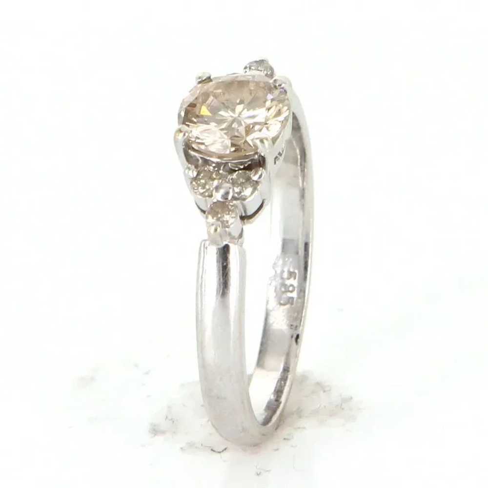 Vintage 14 Karat White Gold Diamond Engagement Ri… - image 4