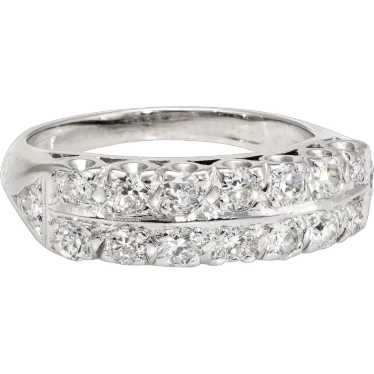 2 Row Diamond Anniversary Band Ring Vintage 14 Ka… - image 1