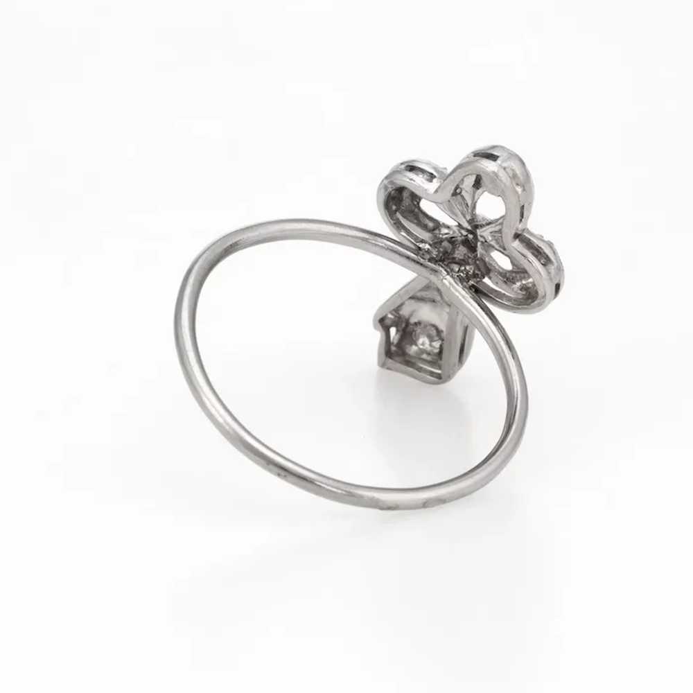 Antique Clover Conversion Ring Art Deco Diamond 1… - image 5