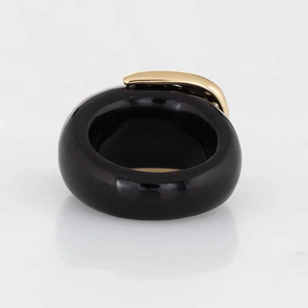 Diamond Buckle Ring Sz 5 Black Resin Wide Band Es… - image 5