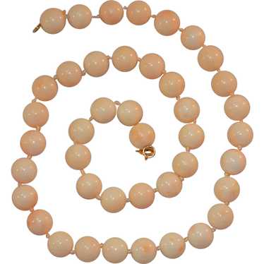 Angel Skin Coral Bead Necklace with 14k Gold Clasp - image 1