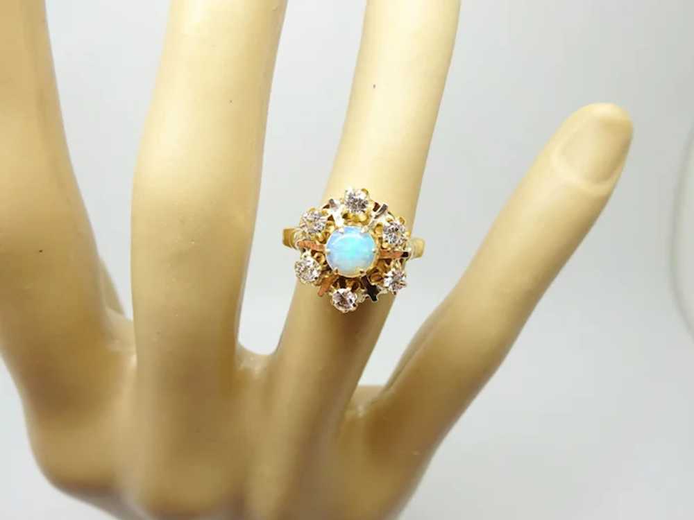 Large Victorian 10K Yellow Gold Opal Ring - image 10