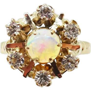Large Victorian 10K Yellow Gold Opal Ring - image 1