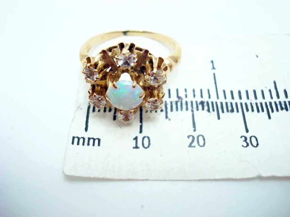 Large Victorian 10K Yellow Gold Opal Ring - image 3
