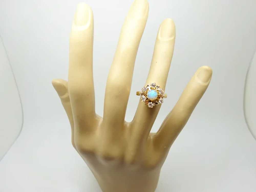 Large Victorian 10K Yellow Gold Opal Ring - image 8