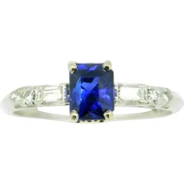 Platinum 1.05ct Blue Genuine Natural Sapphire and… - image 1