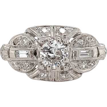 Platinum Vintage Diamond Ring 1/2ctw