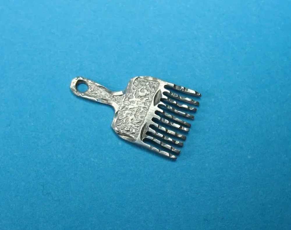 Vintage Sterling Silver Rare Carding Tool Charm - image 2