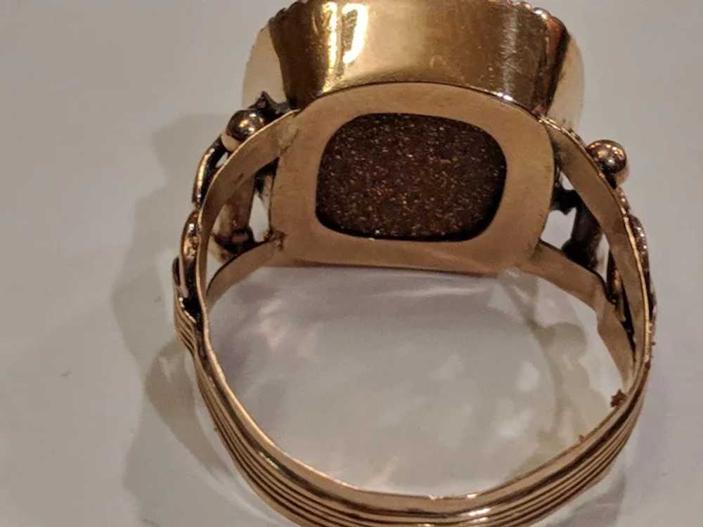 Antique 14k Austro Hungarian Unisex Goldstone Ring - image 4