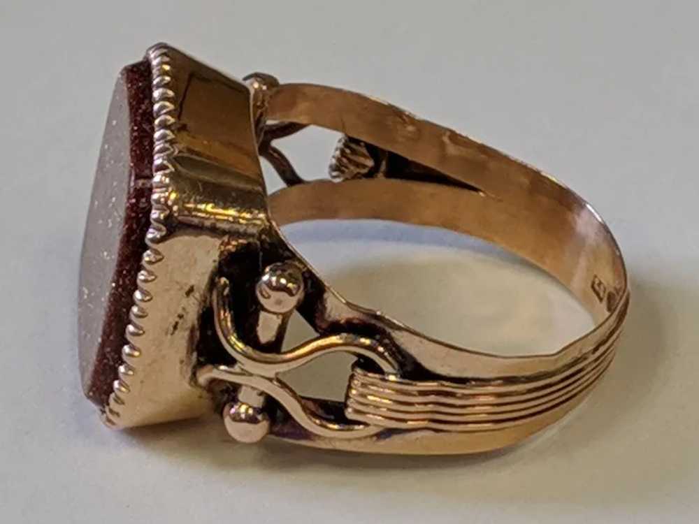 Antique 14k Austro Hungarian Unisex Goldstone Ring - image 7