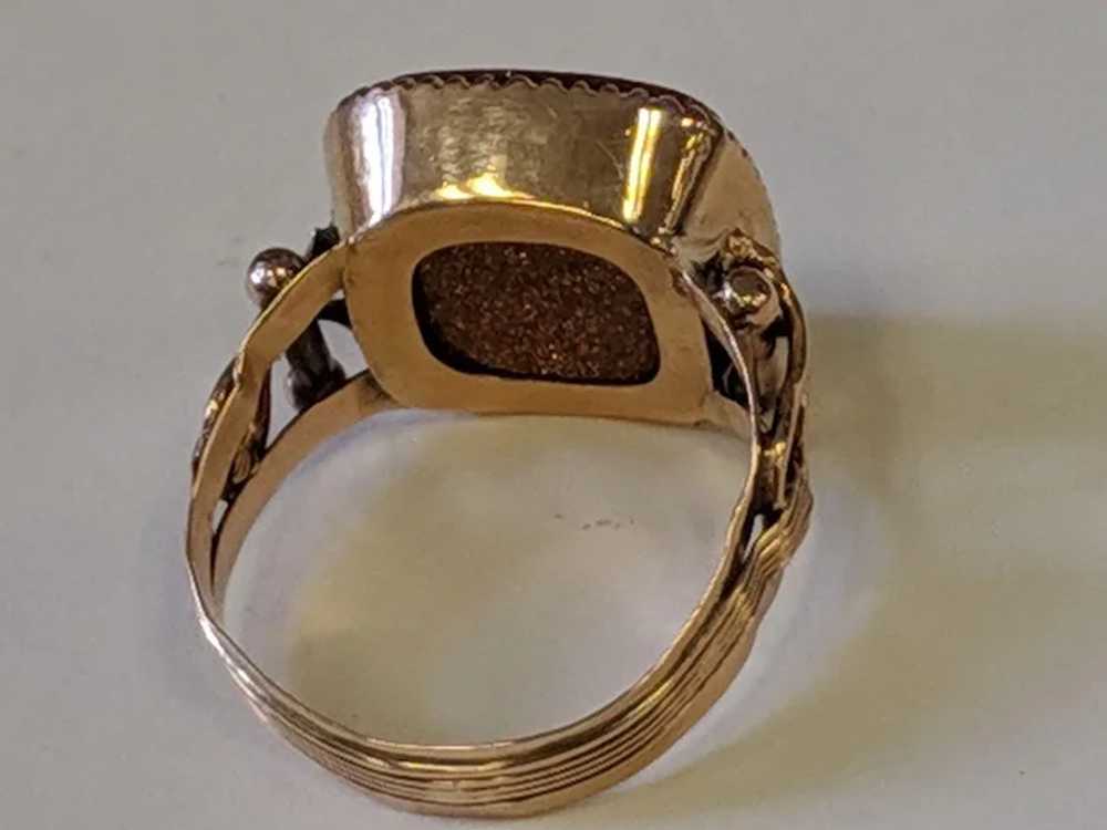 Antique 14k Austro Hungarian Unisex Goldstone Ring - image 9